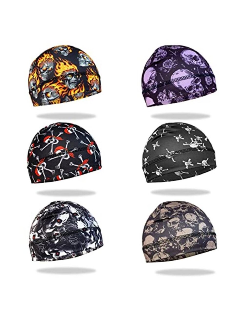 Skull Cap Beanie Helmet Liner Sweat Wicking Running Cycling Workout 6 Pack